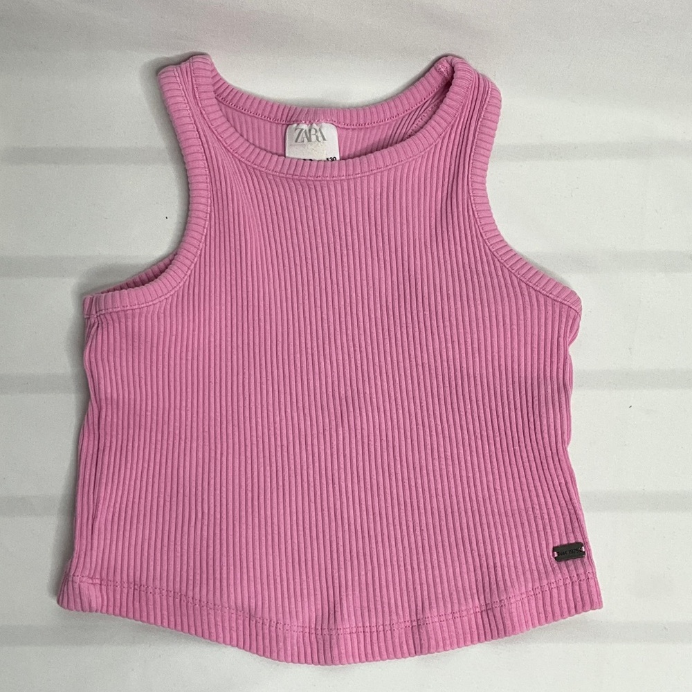 Zara Kids Pink Knit Ribbed Sleeveless Top